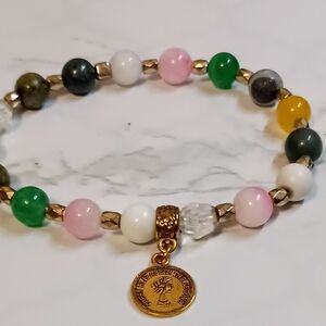 Gold and Multicolor Beaded Bracelet